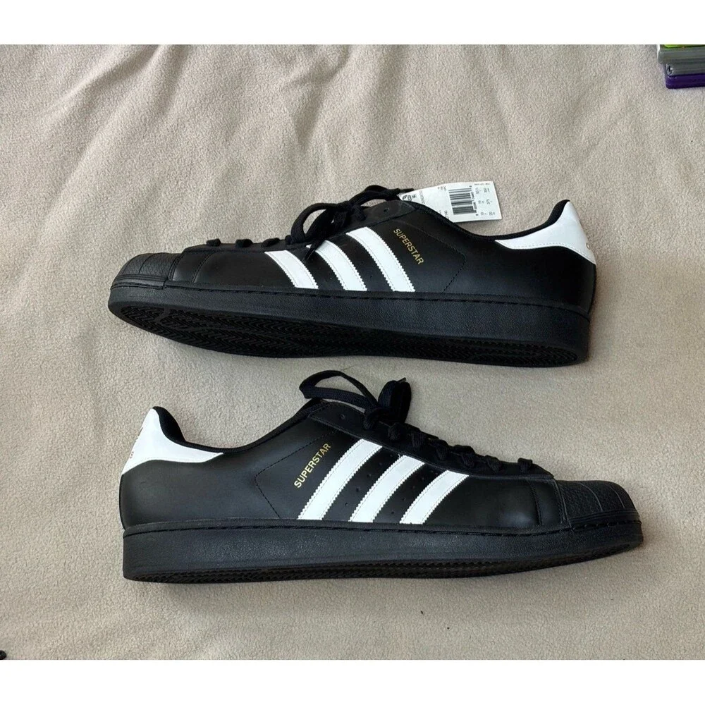 New Adidas Superstar Foundation Shoes Black White Mens Size US 20 B27140